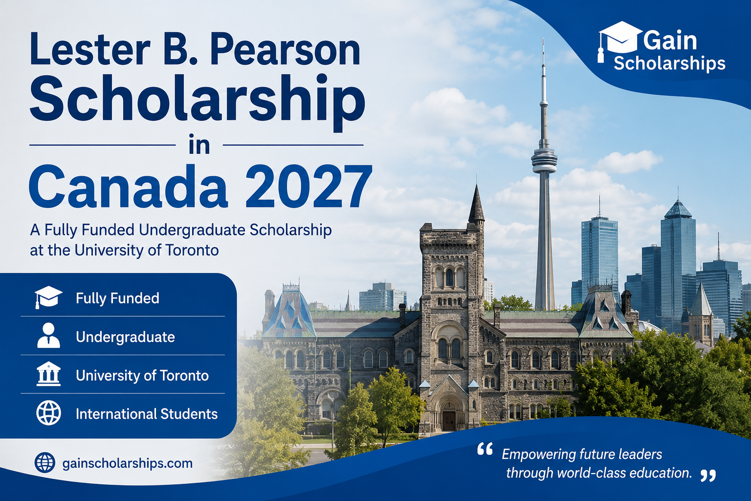 Lester B. Pearson Scholarship in Canada 2027